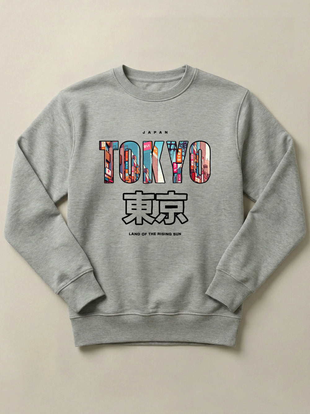 Tokyo Cityscape - Regular/Oversized Sweatshirt Gray by inspire.inc