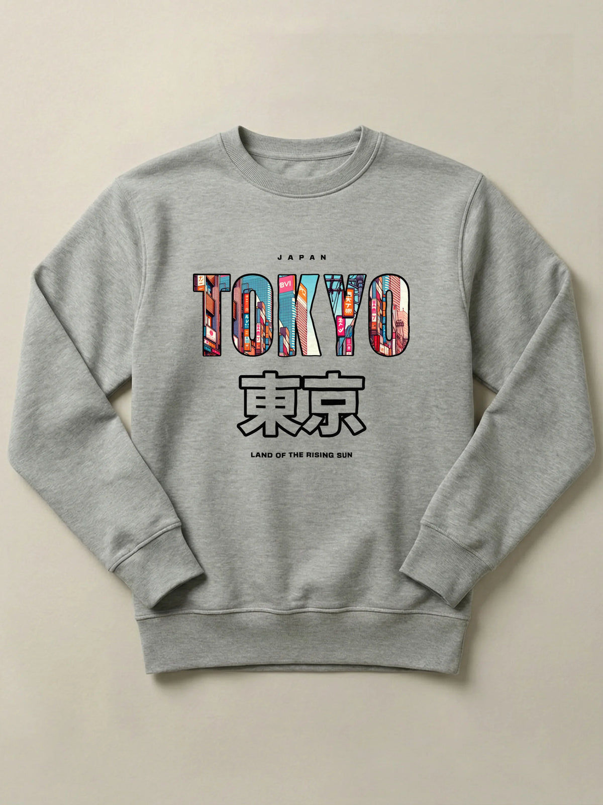 Tokyo Cityscape - Regular/Oversized Sweatshirt Gray by inspire.inc