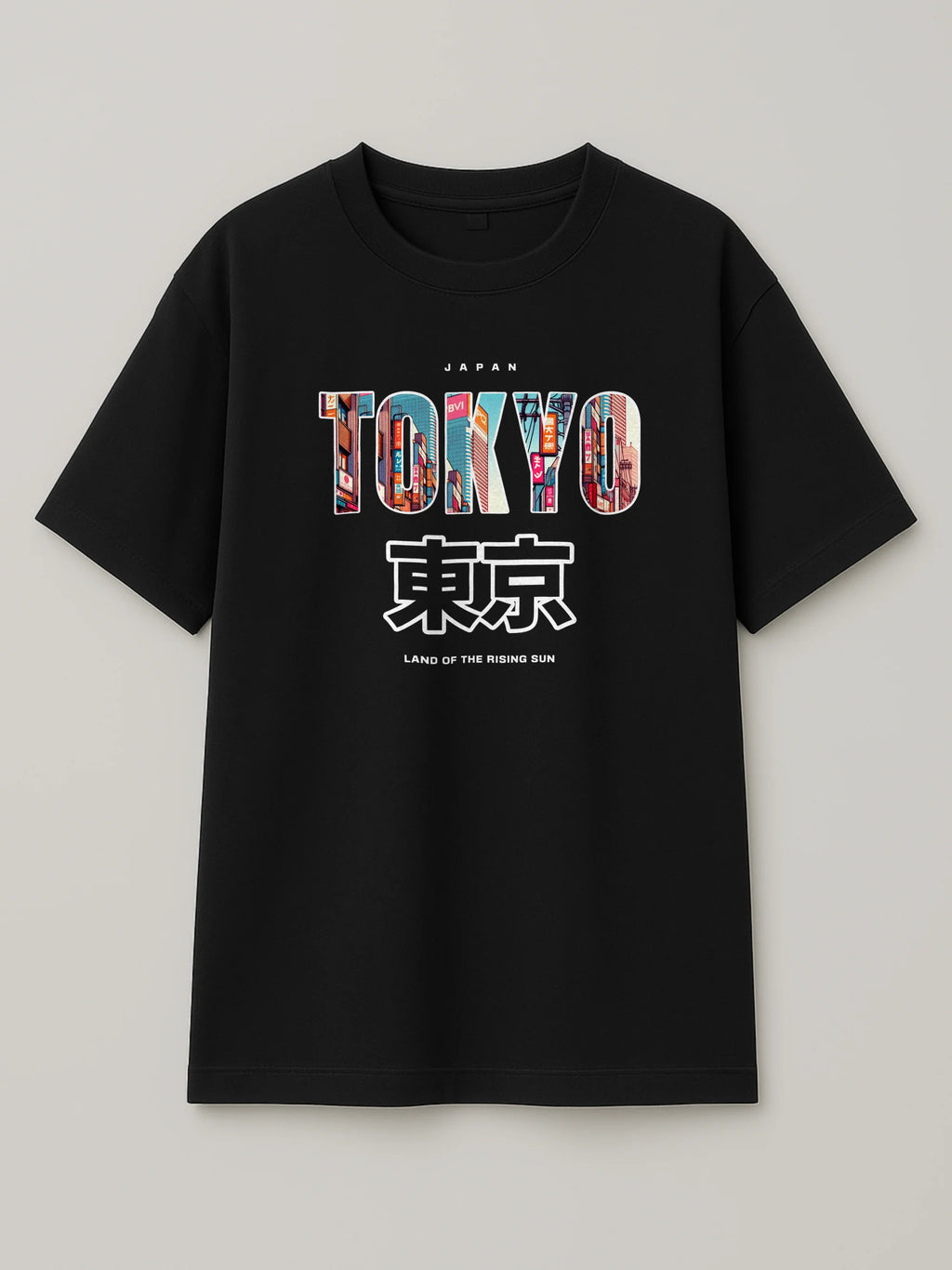 Tokyo Cityscape - Regular/Oversized T-shirt Black by inspire.inc