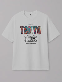 Tokyo Cityscape - Regular/Oversized T-shirt White by inspire.inc