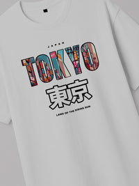 Tokyo Cityscape - Regular/Oversized T-shirt White close-up by inspire.inc