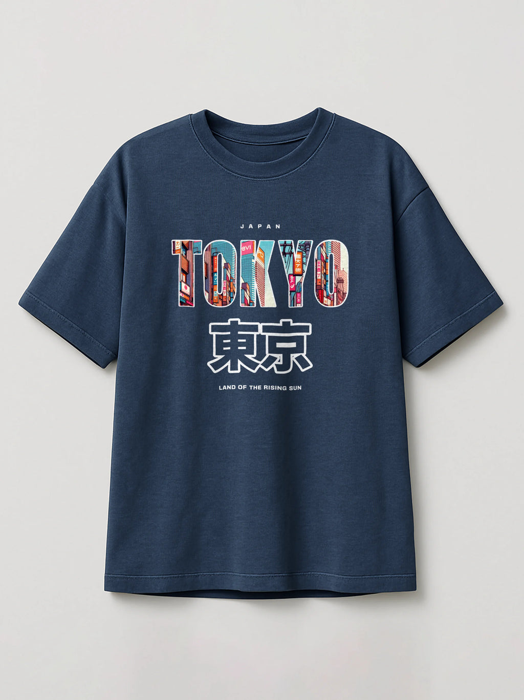 Tokyo Cityscape - Regular/Oversized T-shirt Heather Blue by inspire.inc