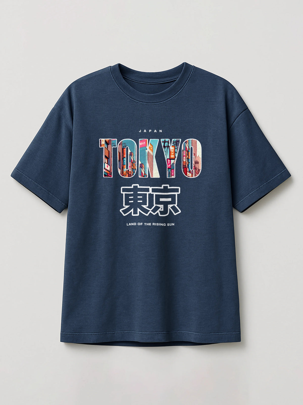 Tokyo Cityscape - Regular/Oversized T-shirt Heather Blue by inspire.inc