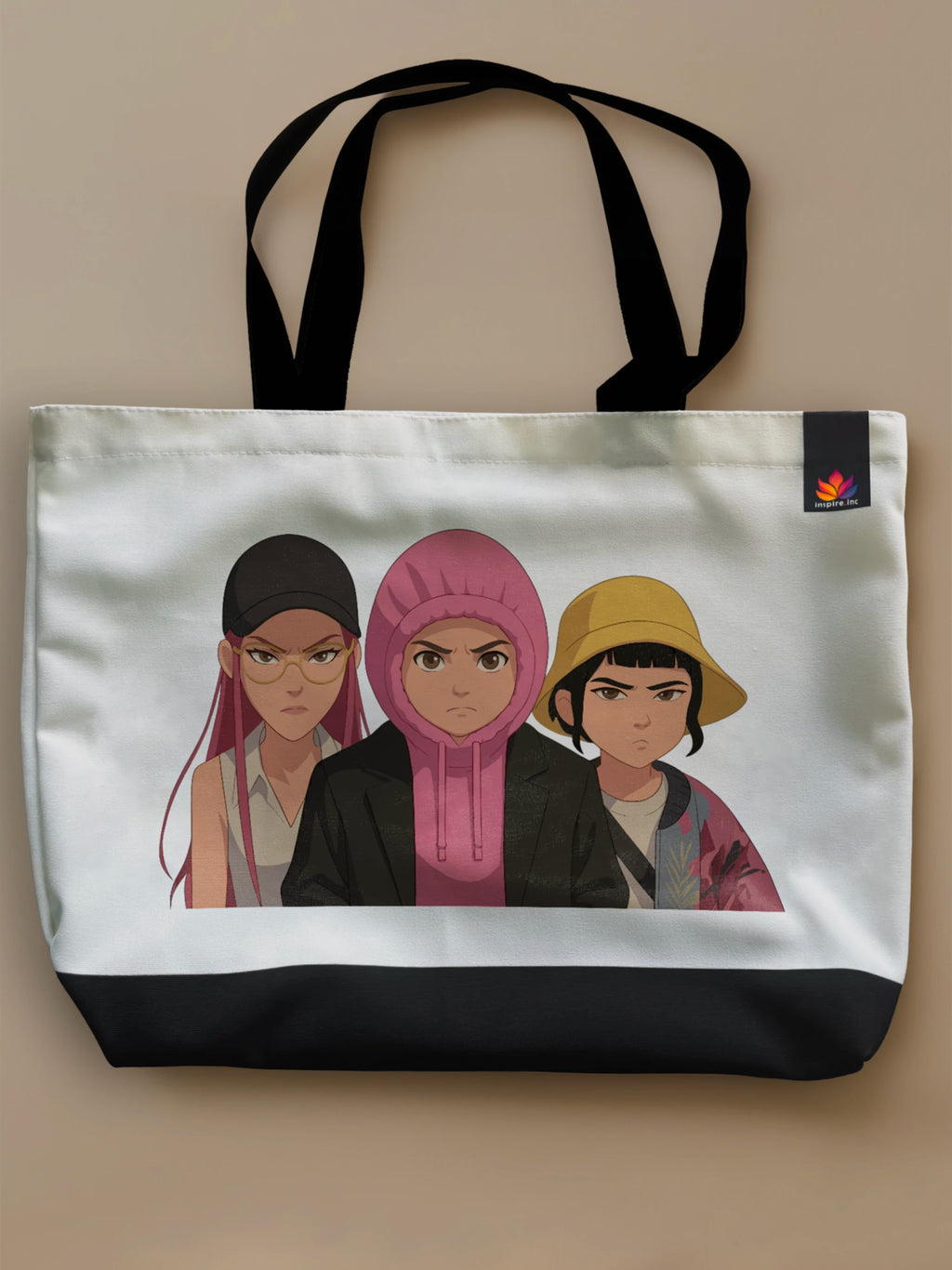 Kpop Demon Hunters - Undercover Idols - Neo Tote Bag White Front Only by inspire.inc